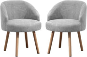 Set of 2 Small Linen Tub Chairs Lounge Side Armchairs