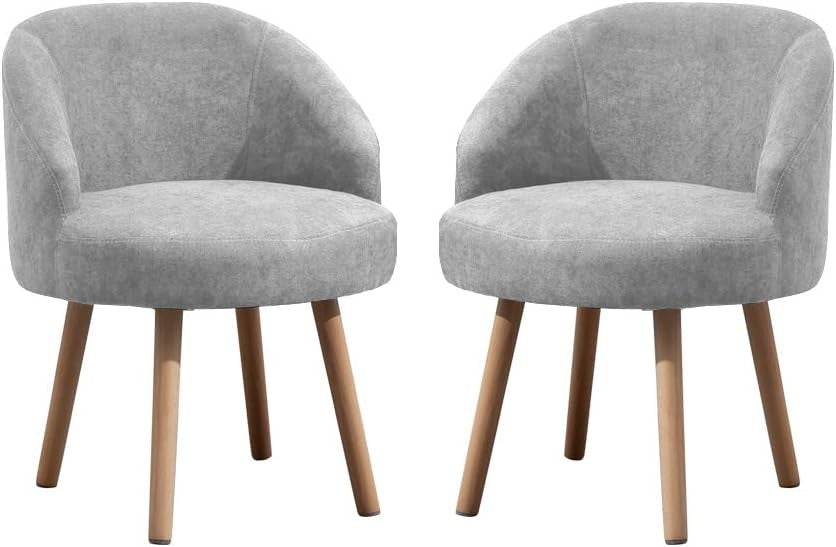 Set of 2 Small Linen Tub Chairs Lounge Side Armchairs