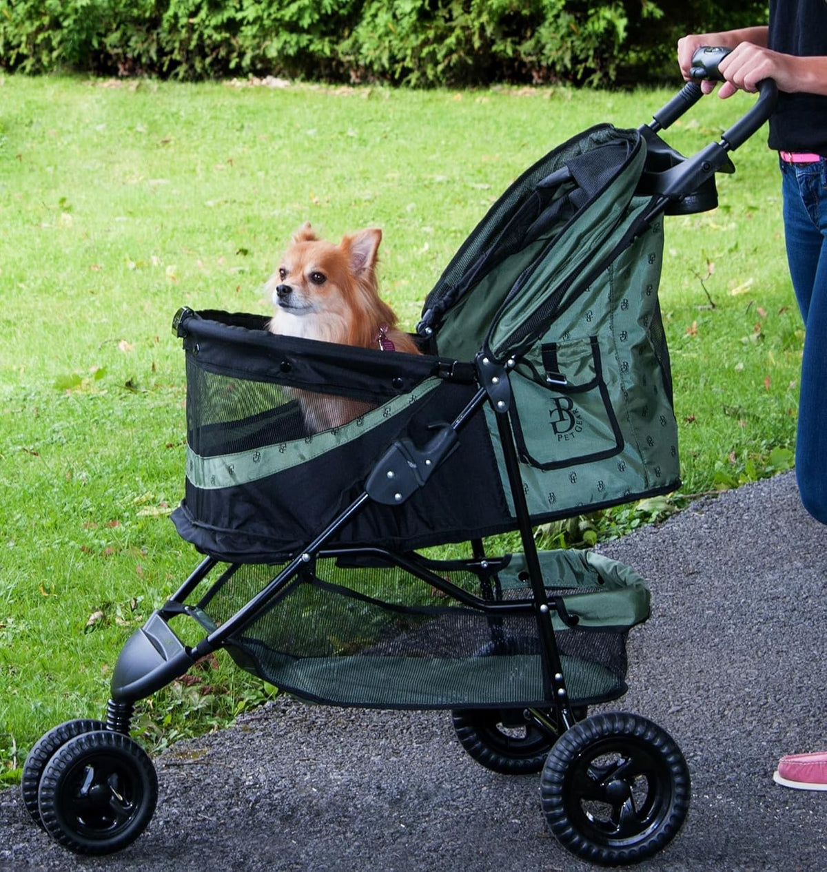 No Zip Pet Stroller 3 Wheel for Dogs Cats One Hand Fold Easy Entry
