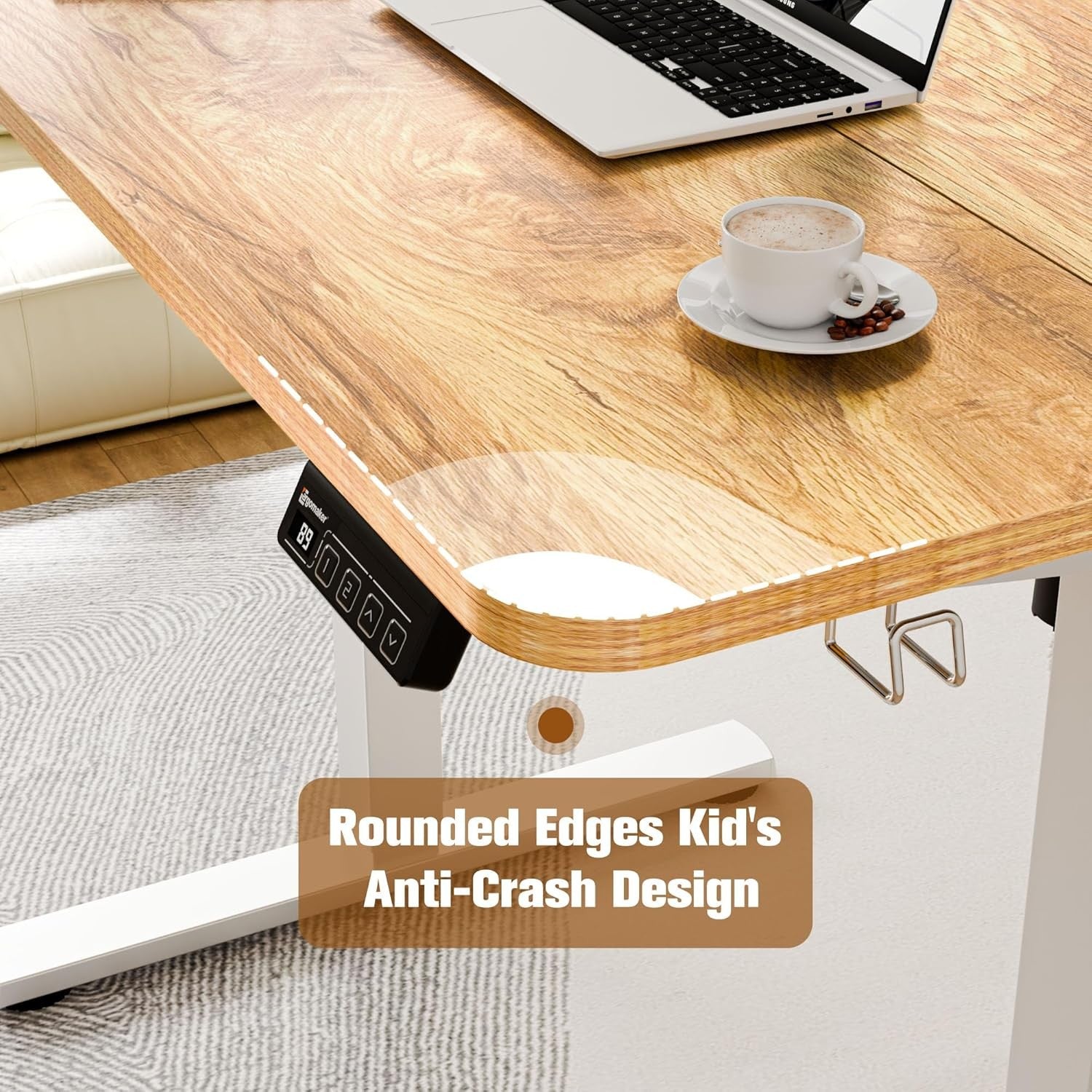 Electric Standing Desk Height Adjustable Sit Stand Home Table 90x60cm