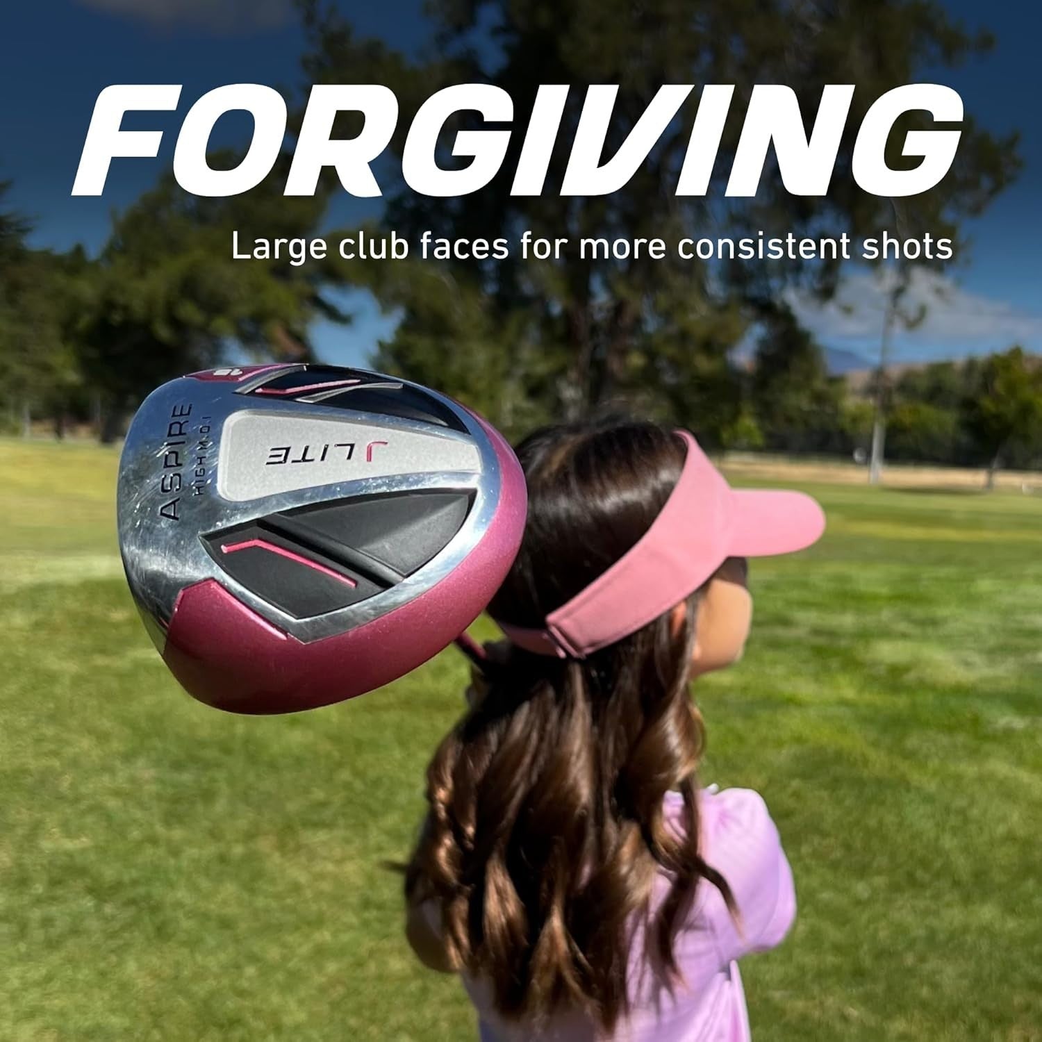 Junior Golf Club Set Ages 3–5 Pink Right Hand Driver Hybrid Bag