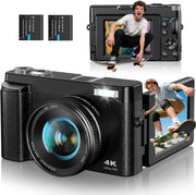 4K 48MP Vlogging Camera Flip Screen 16X Zoom 32GB Bundle