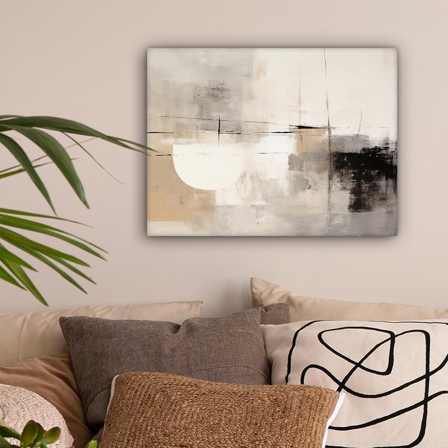 Grey Abstract Canvas Wall Art 40x30cm Framed Modern Print