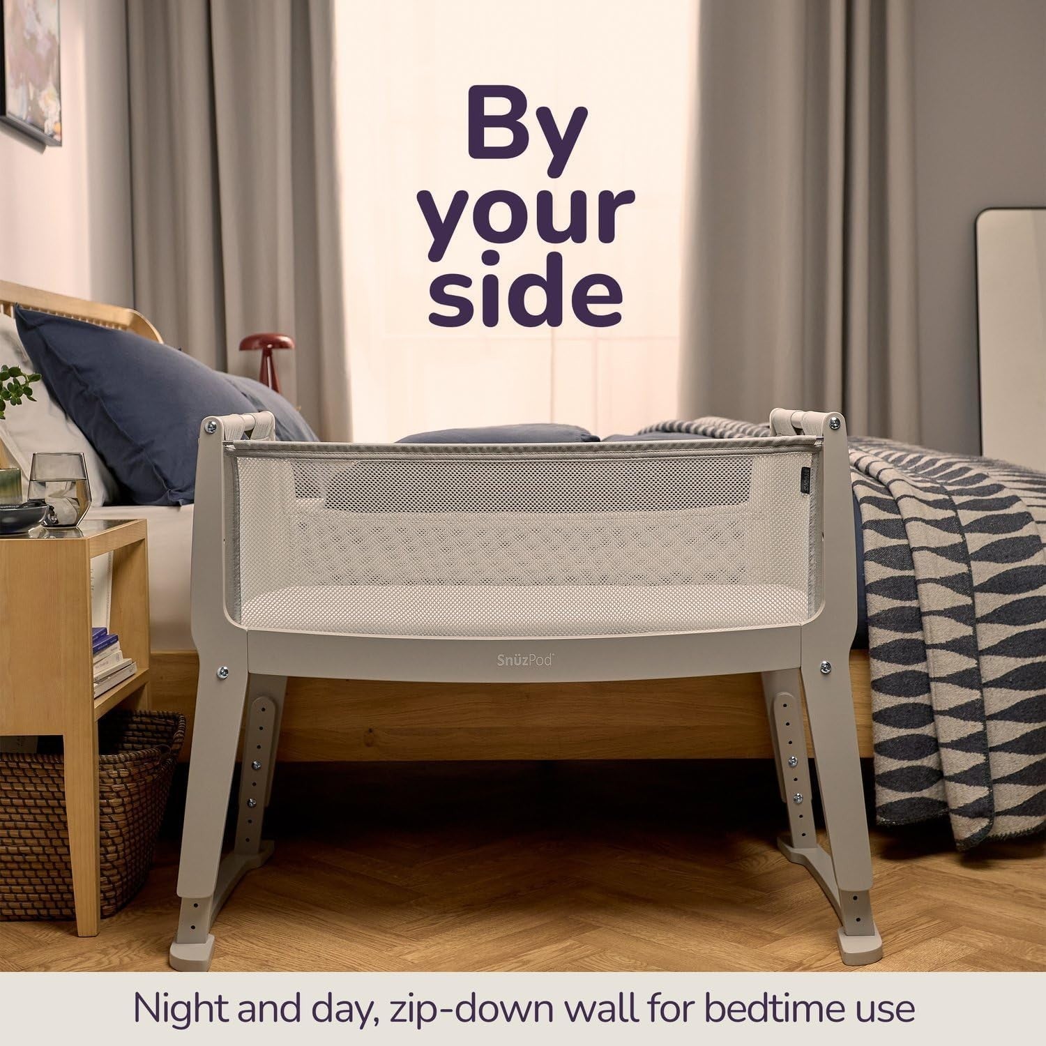 Next to Me Baby Crib Bedside Cot w/ Mattress Wheels 6 Height Adjustable Oslo