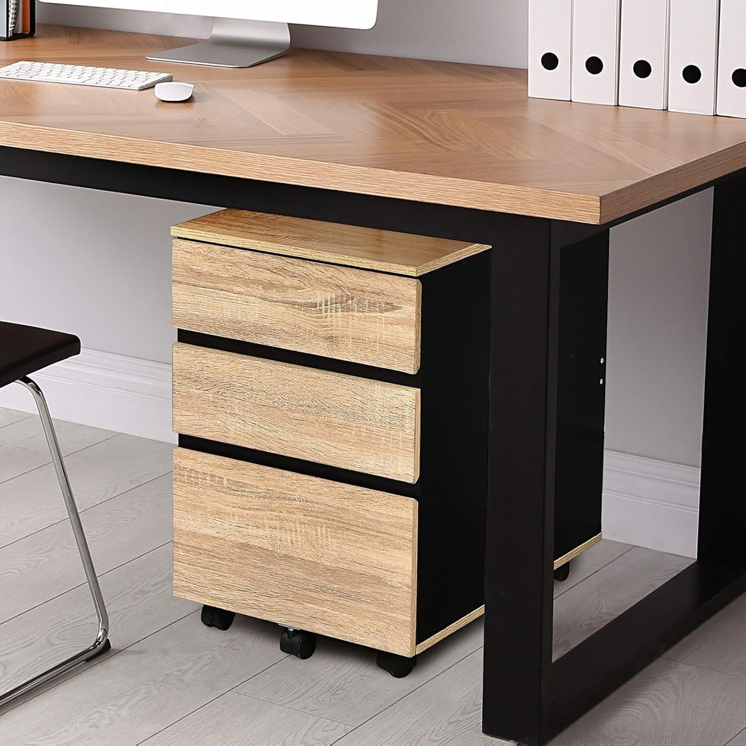 Rolling 3 Drawer File Cabinet Printer Stand Under Desk Storage Unit
