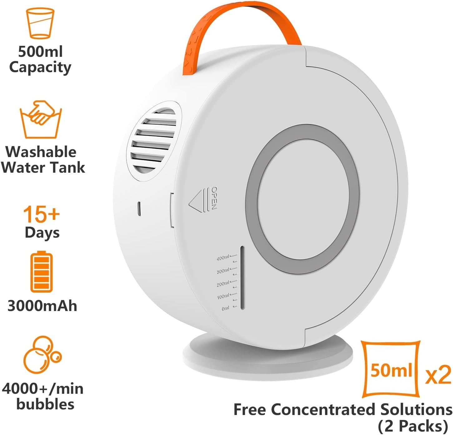 Rechargeable Bubble Machine 360 Rotation 500ml Portable