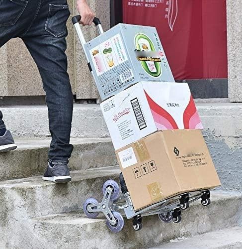 Aluminium Stair Climbing Trolley Folding Cart 10 Wheels Adjustable Handle