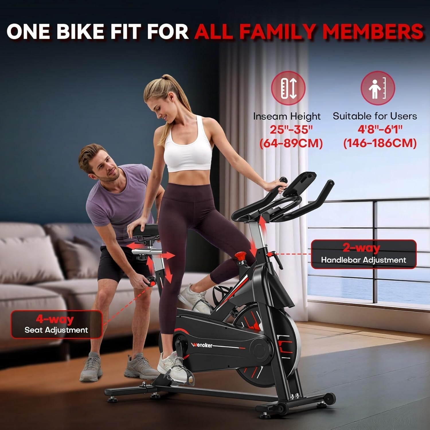 Magnetic Silent Spin Bike w/ LCD Display, Heavy Flywheel, APP Support & Holder
