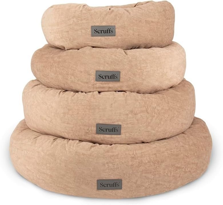 XL Ring Dog Bed 75cm Washable Velvet Desert Sand