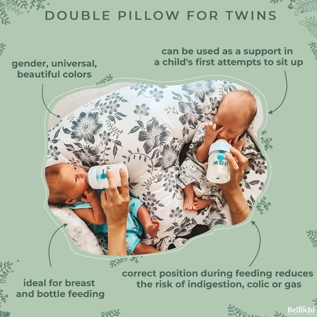 Twin Nursing Pillow Breastfeeding Support Cushion OEKO-TEX Cotton Cover