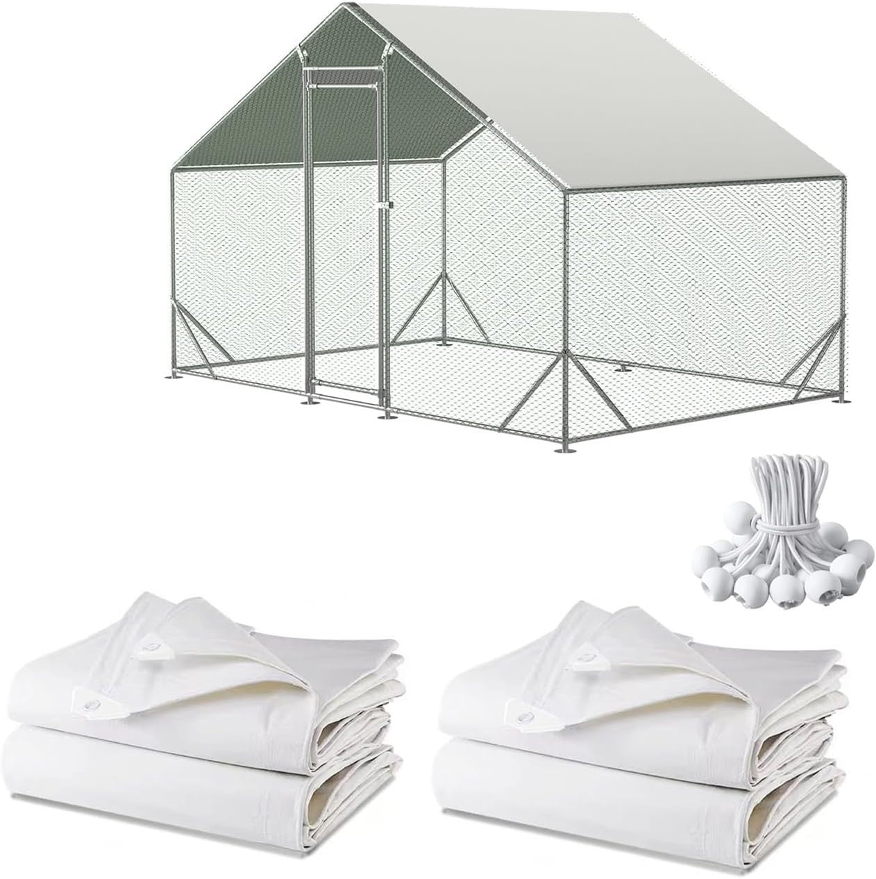2PCS Chicken Coop Cover 12x71in Waterproof UV Shade Tarp