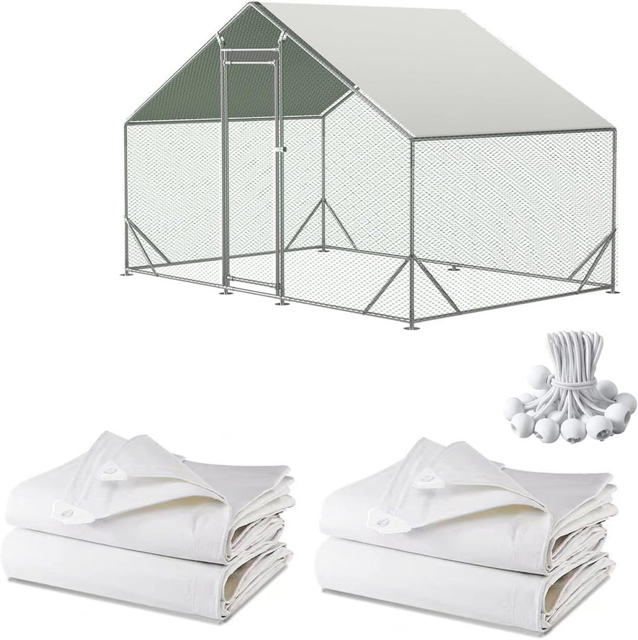 2PCS Chicken Coop Cover 12x71in Waterproof UV Shade Tarp