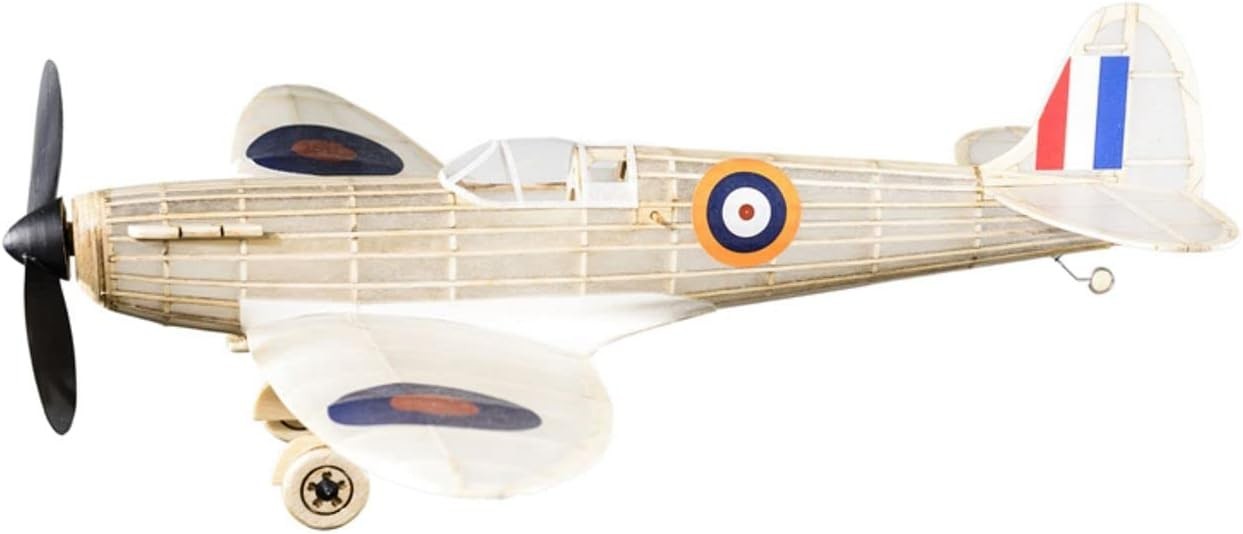 Vintage Rubber-Powered Spitfire Model Plane Kit – Balsa Wood, 460mm Wingspan