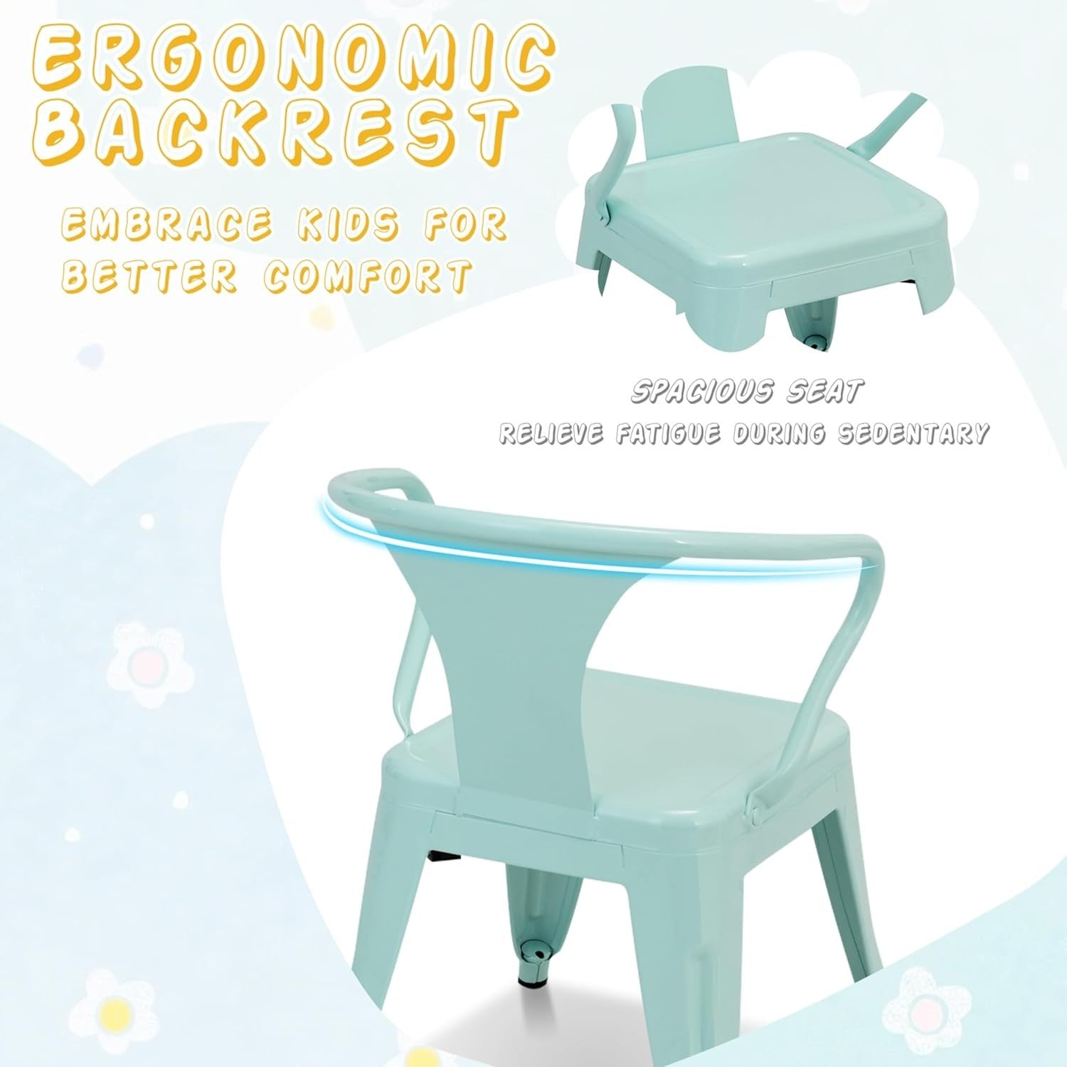 Kids Table and 2 Chairs Set Metal Study Activity Desk for Drawing Play