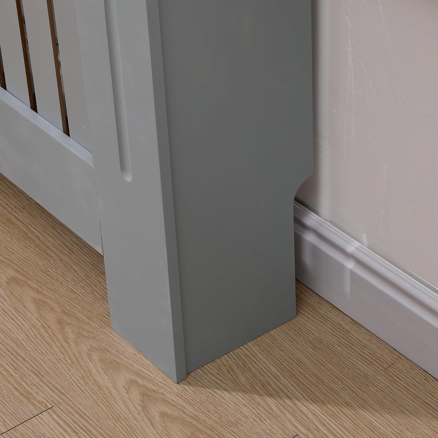Medium Grey Oak Radiator Cover | Modern MDF Vertical Slat Cabinet – Stylish