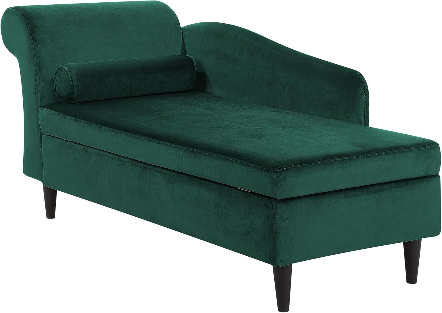Velvet Left Hand Chaise Lounge with Storage Emerald Green Living Room Sofa