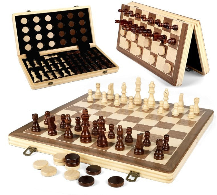 Luxury 15.5" Magnetic Wooden Chess Set – Foldable Board + 3" King Storage