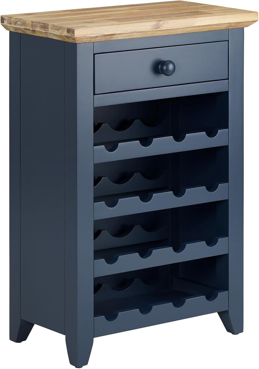 Luxury Wine Rack Side Table with Drawer | Holds 16 Bottles | Solid Wood Cabinet