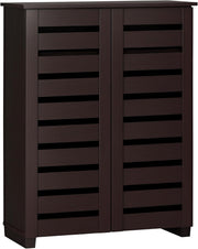 Slim 5-Tier Shoe Cabinet with Adjustable Shelves & Ventilated Doors, Dark Brown
