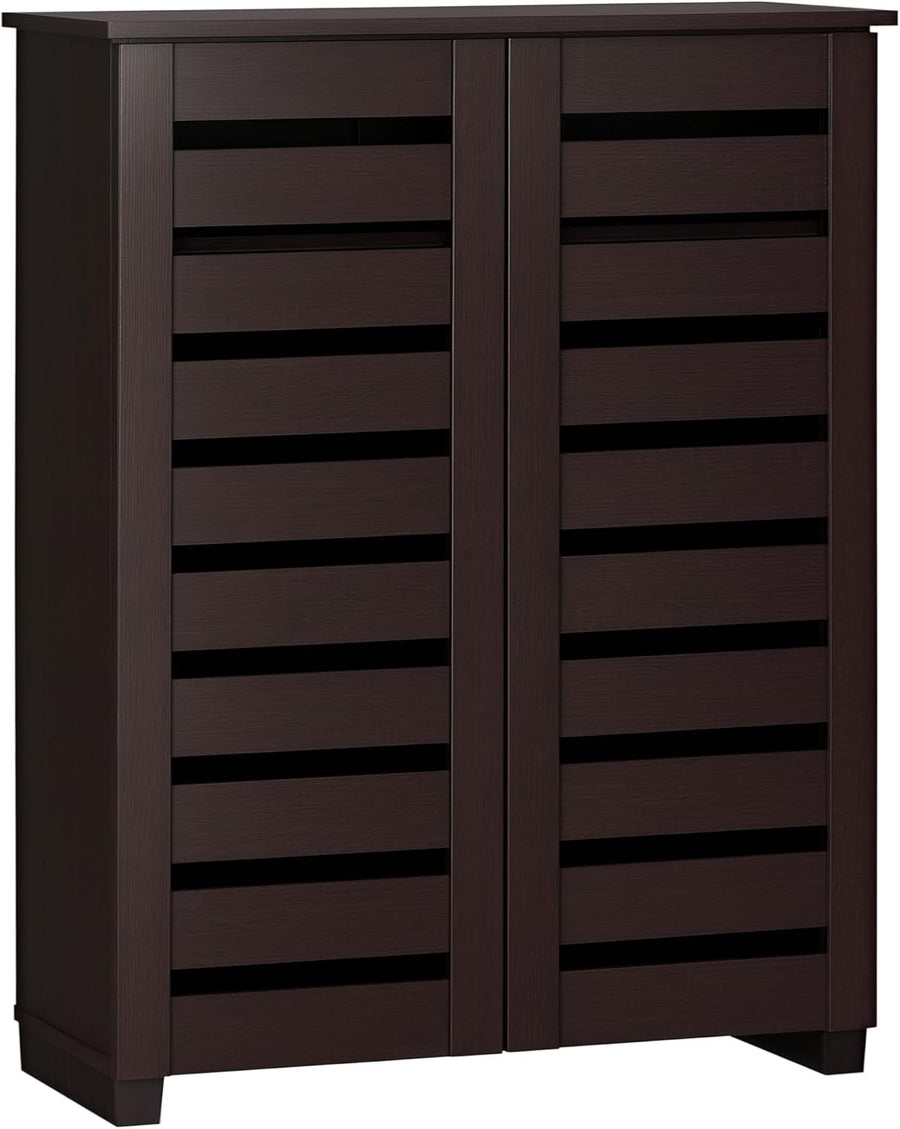 Slim 5-Tier Shoe Cabinet with Adjustable Shelves & Ventilated Doors, Dark Brown