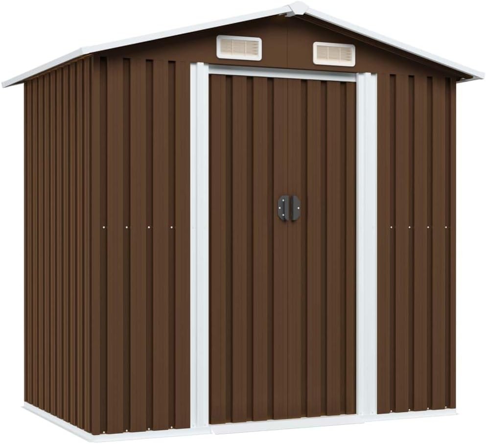 Metal Garden Storage Shed 6.7x4.3FT Outdoor Tool House with Sliding Doors & Vent