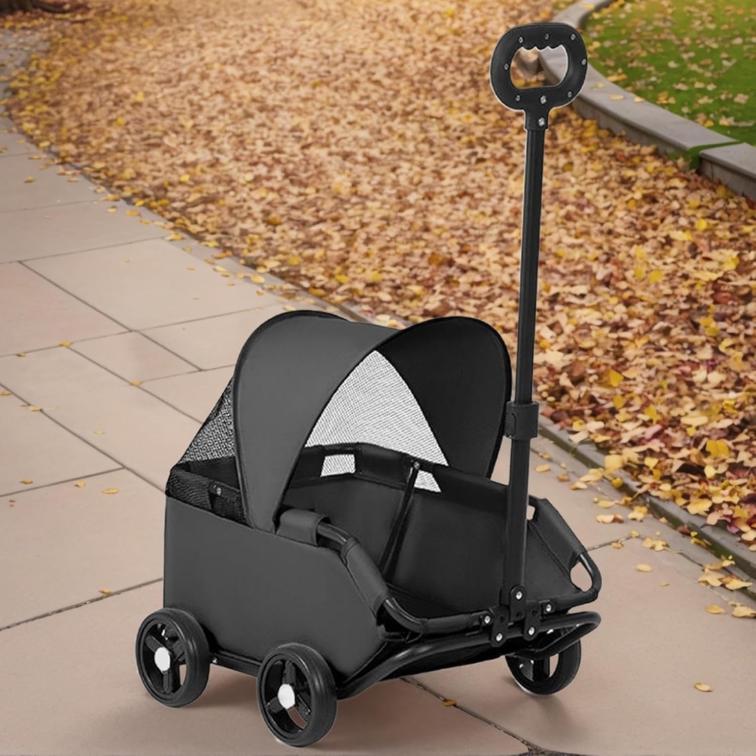 Small Dog Pet Stroller Foldable 4 Wheel Puppy Pram Travel Carrier Black