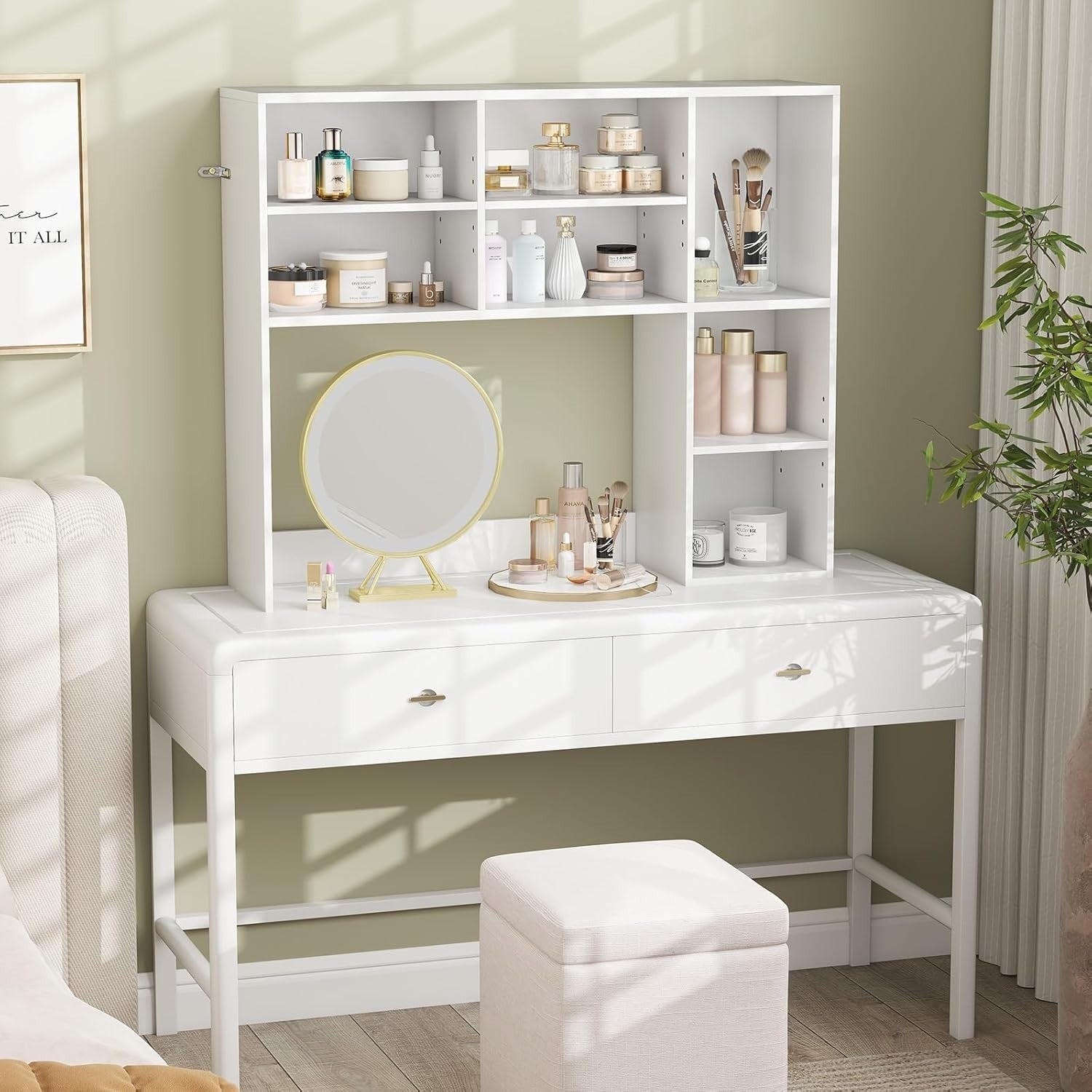 White Desktop Bookshelf 3-Shelf Adjustable Hutch Organizer Rack 94cm