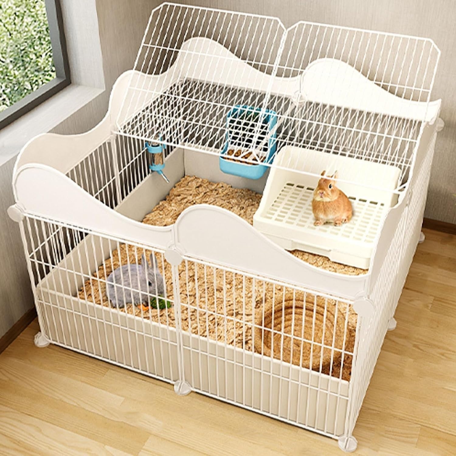 Indoor Rabbit Hutch Large Metal Wire Cage Secure Animal Enclosure