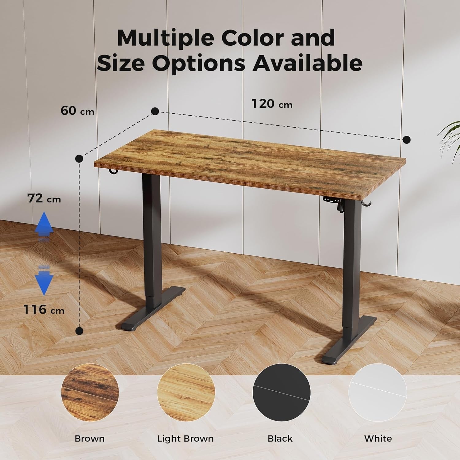 Electric Height Adjustable Standing Desk 120x60cm Sit Stand Table Brown
