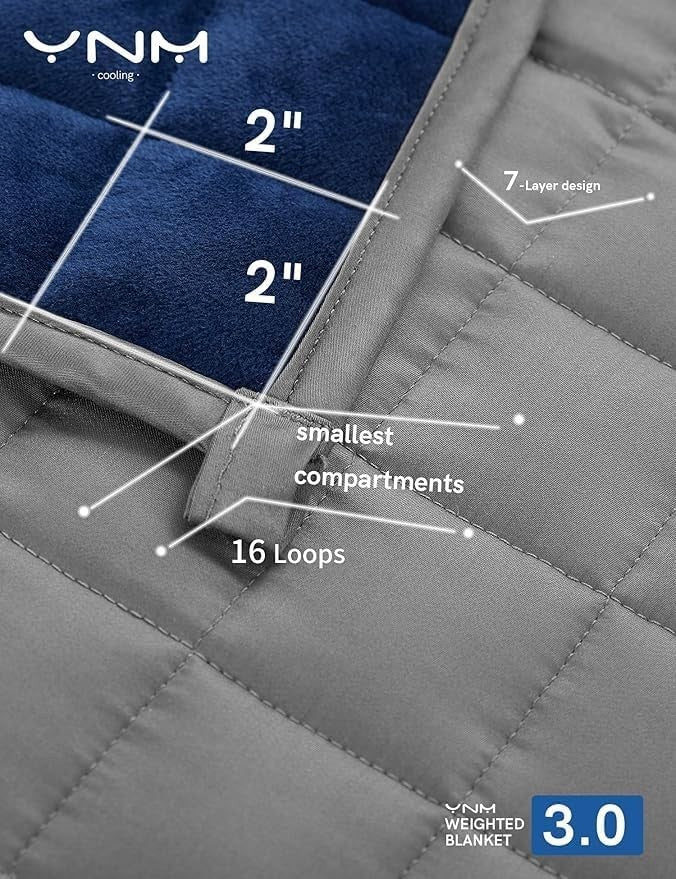 9kg Blue/Grey Cooling Velvet Weighted Blanket 152x203cm All-Season Use