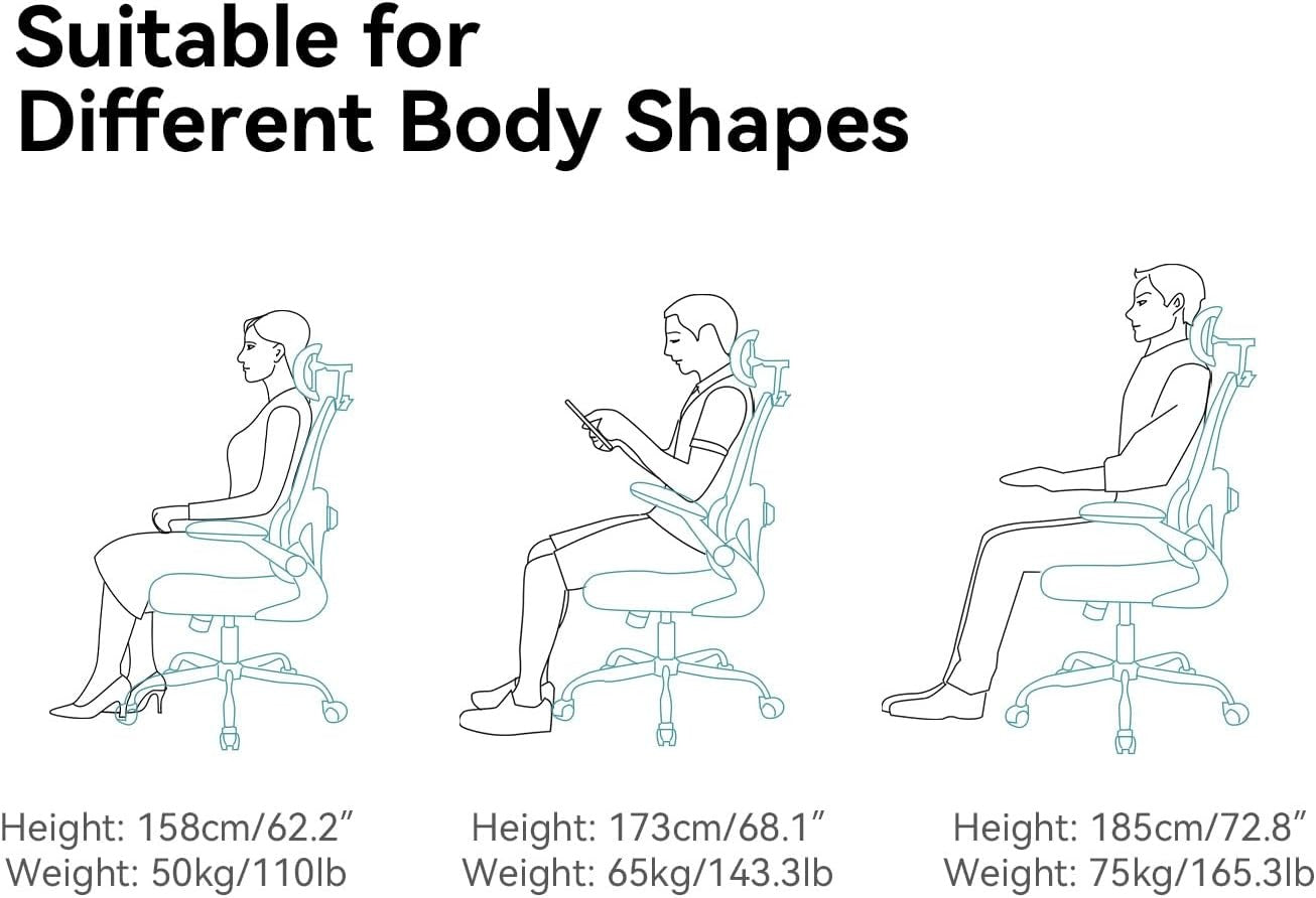 Ergonomic Office Chair Dual Backrest Lumbar Support Flip Arms