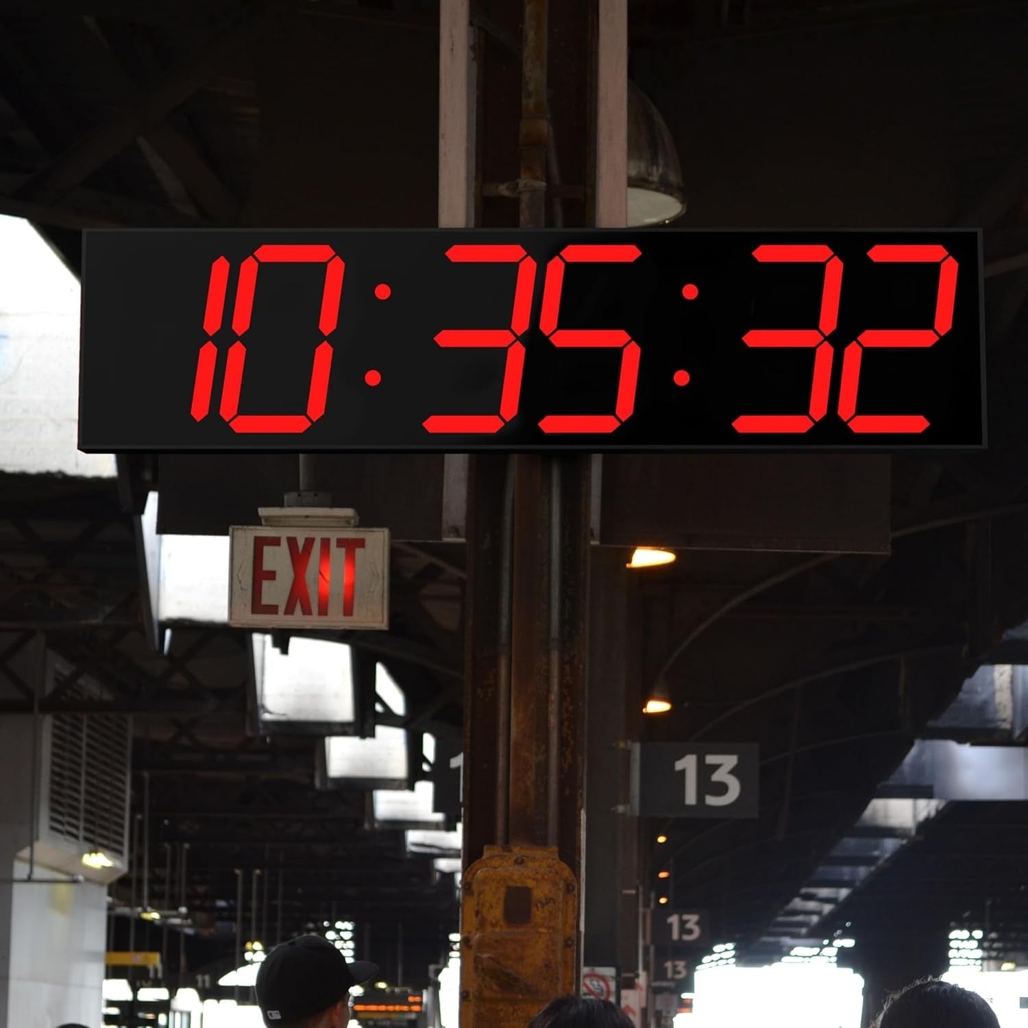 Oversized LED Wall Clock 27" Digital Timer Remote Date Temp Display Red
