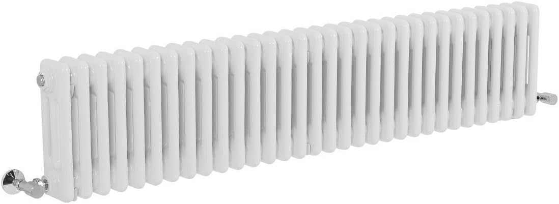 Triple Column Horizontal Radiator 300x1460mm White Cast Iron Style