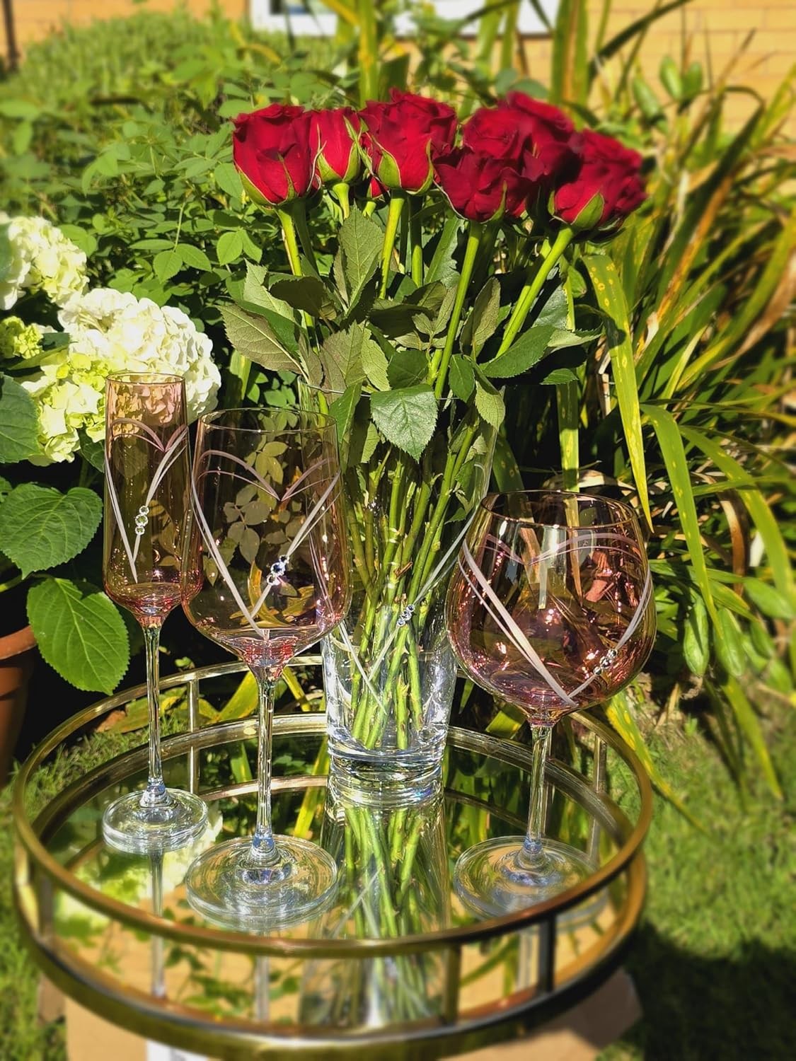 Heart Cut Crystal Vase with Style Crystals 25cm Gift Flower