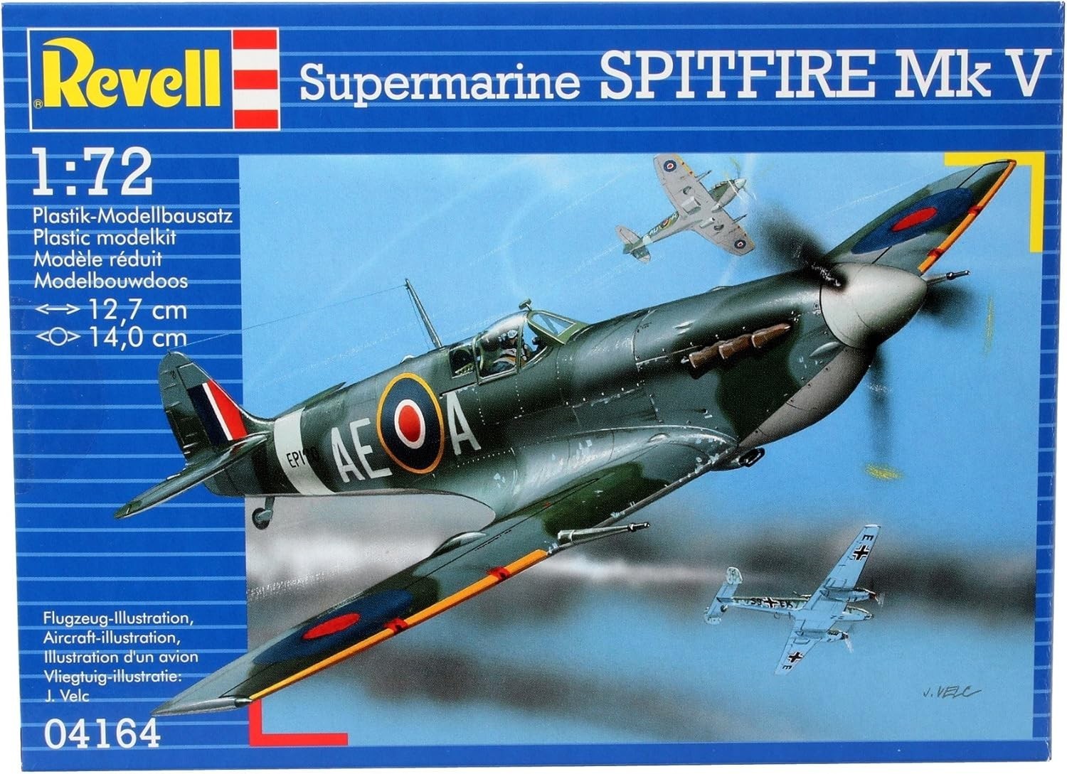 Unpainted 1:72 Scale Spitfire Mk.V Model Kit - 39 Pieces, 14cm Wingspan
