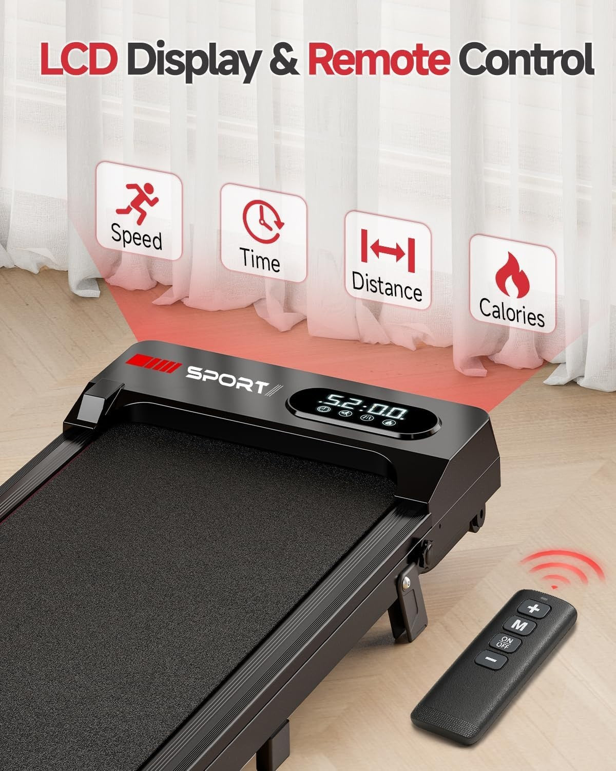 Portable Under Desk Treadmill Incline Walking Pad 8km/h Quiet Home Gym