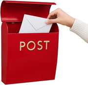 Wall Mounted Red Post Box Drop Chute Mailbox – Weatherproof, Easy Install