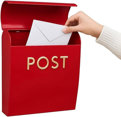 Wall Mounted Red Post Box Drop Chute Mailbox – Weatherproof, Easy Install