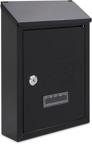 Lockable Wall Mounted Mailbox Black Steel Weatherproof Post Box A5 Slot