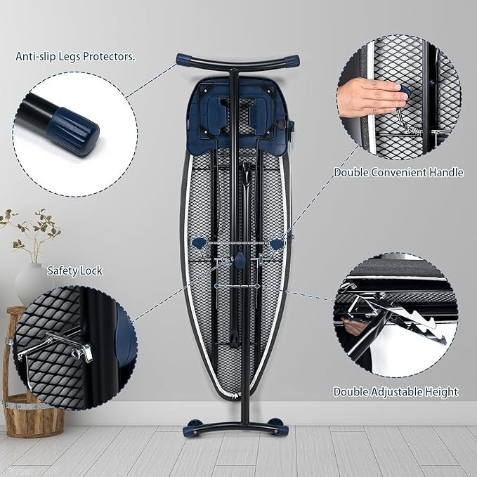 Extra Large Ironing Board 135x46cm With Wheels Heavy Duty Steam Iron Rest