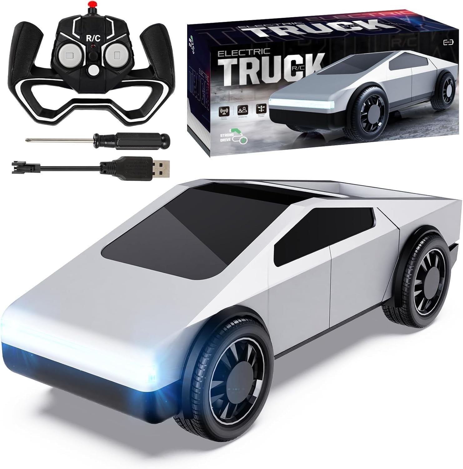 1:24 RC Car 27MHz High Speed Remote Control Truck LED Lights Rechargeable Gift 3