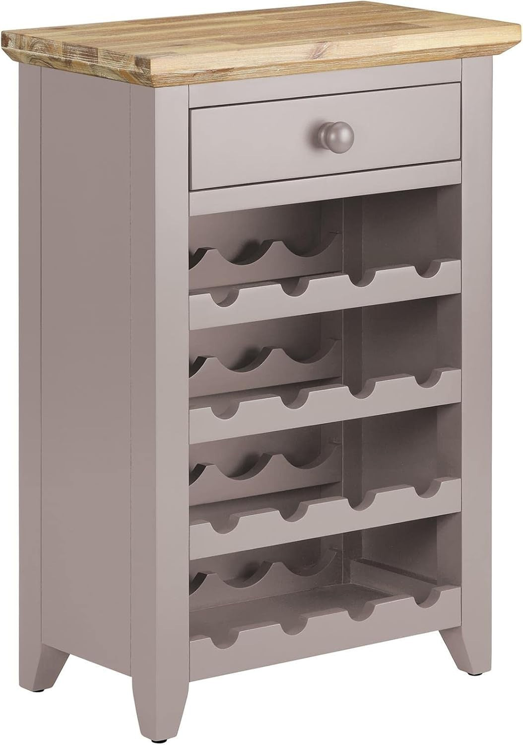 Truffle Wine Rack Side Cabinet with Drawer | Holds 16 Bottles | Solid Wood