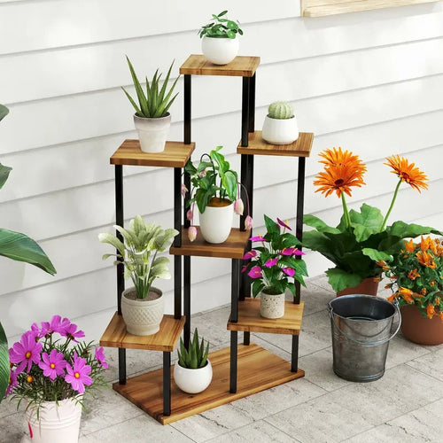 7-Tier Corner Plant Stand – Tall Indoor/Outdoor Tiered Display Rack