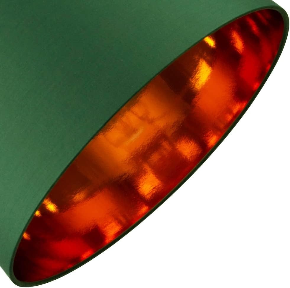 Forest Green Drum Lampshade 40cm Copper Inner Table Floor Pendant