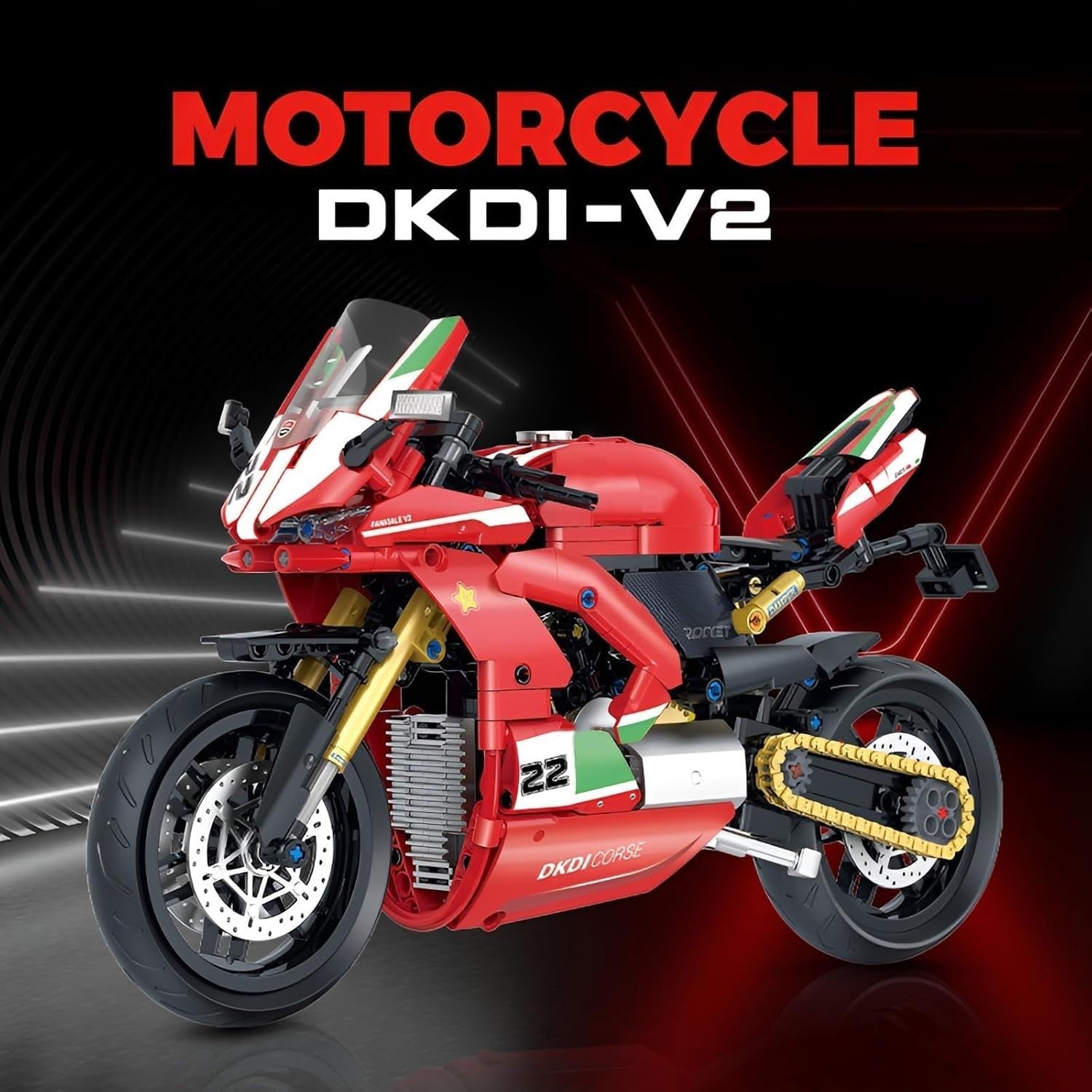 626-Piece Motorcycle Building Block Kit - Realistic Model, Fun & Educational
