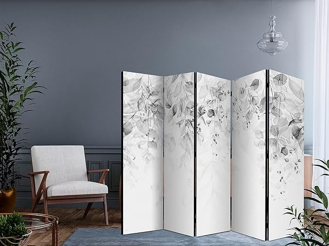 Acoustic Room Divider 225x172cm Leaf Print Screen Soundproof Panel Decor