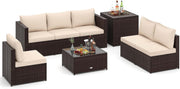 Rattan Garden Sofa Set 8PC Outdoor Patio Furniture w/ Table & Cushions
