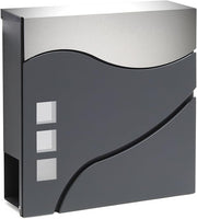Modern Wall Mounted Letterbox with Newspaper Compartment Lockable Steel
