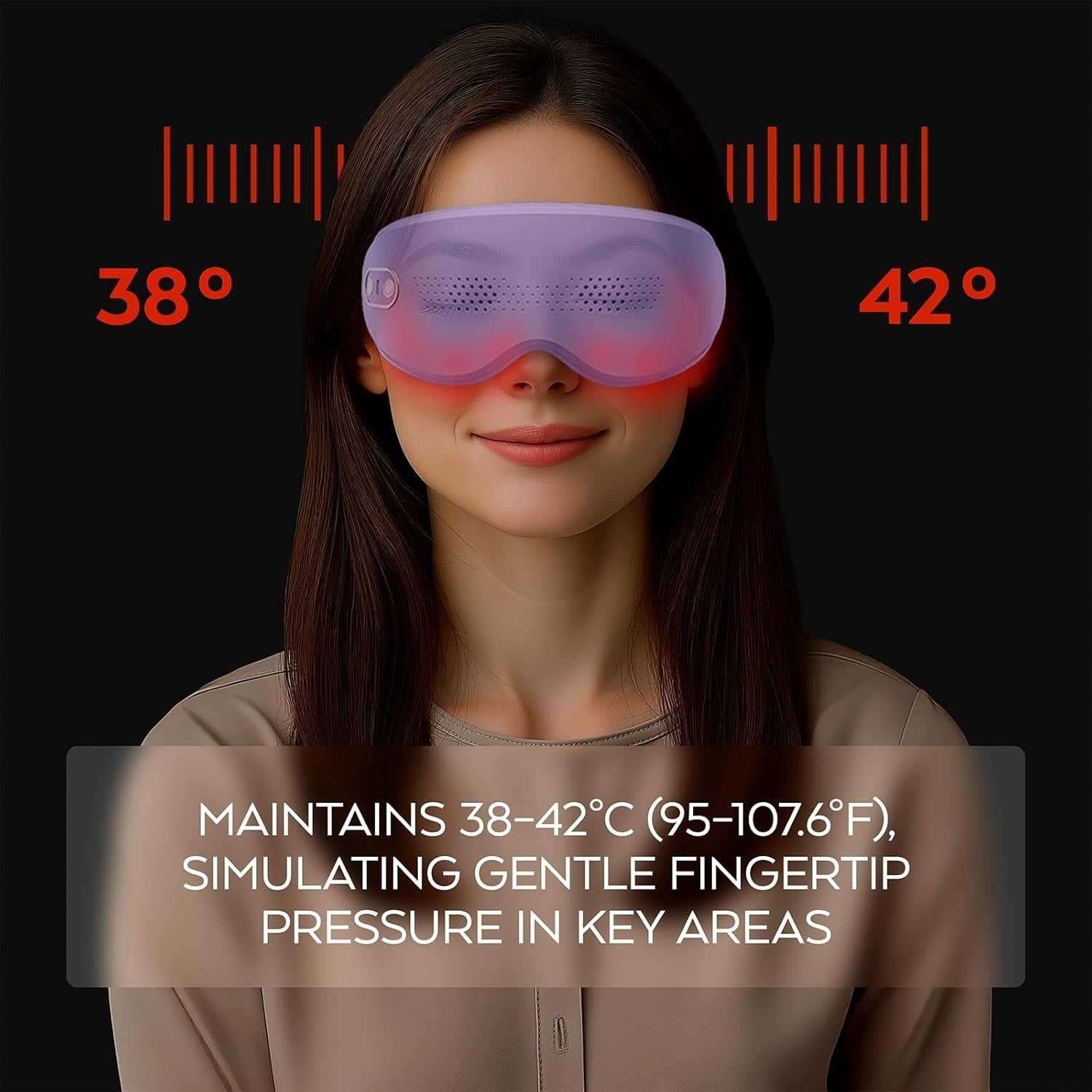 Ergonomic Heated Eye Massager Vibration Wraparound Travel Use