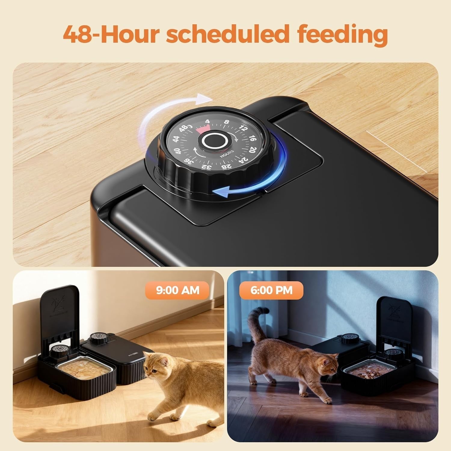 Automatic Cat Feeder Wet Dry Food 2 Meal Timer Stainless Steel Bowls